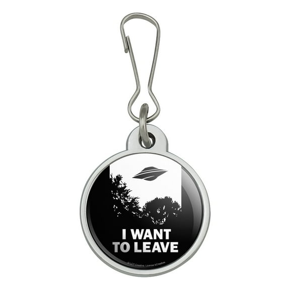 I Want to Leave UFO Believe Funny Humor Jacket Handbag Purse Luggage Backpack Zipper Pull Charm