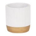 thumbnail image 2 of Aurone Round Ridged Ceramic Pot with Gold Finished Base - Small - White, 2 of 4