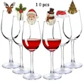 thumbnail image 4 of 10 piezas/juego de vasos de cristal navideños con forma de tarjeta, gorro de Papá Noel, copas de vino, adornos decorativos para Navidad, Año Nuevo, 4 of 5