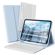 DWPSG Keyboard Case for iPad (A16) 11th Generation 11 inch 2025, Stand Folio Detachable Wireless Bluetooth Rechargeable Keyboard, for iPad 10th Generation 10.9 inch 2022 with Pencil Holder, Blue