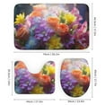 thumbnail image 3 of Watercolor Wildflowers Bathroom Sets with Shower Curtain And Rugs, Incl with 12 Hooks，Toilet Lid Oval Rug, 3 of 8
