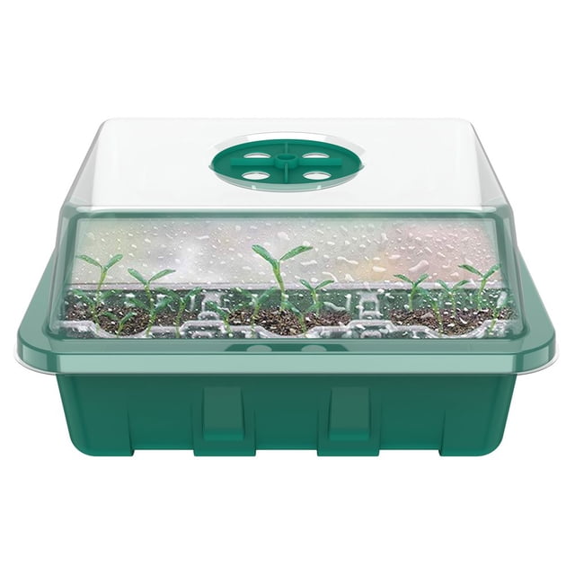 12 Cells Planting Seed Tray Kit Germination Garden Grow Box
