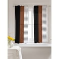 thumbnail image 3 of Black Brown Curtains 45 Inch Length, Sheer Curtains for Bedroom Living Room Window Contemporary Striped Boho Art Rod Pocket Voile Drapes Kitchen Curtains Small Half Window 52"x45" 2 Panels, 3 of 7