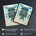 thumbnail image 2 of Owl Robot Machine Schematic Diagram Engineering Page Blue Gold Futuristic Technology Design Large Wall Art Poster Print Thick Paper 18X24 Inch, 2 of 5