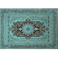 thumbnail image 1 of Ahgly Company Indoor Rectangle Medallion Light Blue Traditional Area Rugs, 3' x 5', 1 of 4