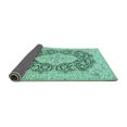 thumbnail image 2 of Ahgly Company Indoor Square Medallion Turquoise Blue Traditional Area Rugs, 4' Square, 2 of 4