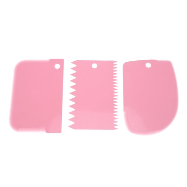 Batería de Cocina 3 piezas de plástico masa glaseado Fondant raspador decoración de pasteles herramienta para hornear (rosa) Likrtyny Libre de BPA