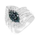 thumbnail image 2 of White Gold with 1.50 CTTW Natural Blue Diamond and White Diamond Marquise Ring, 2 of 3