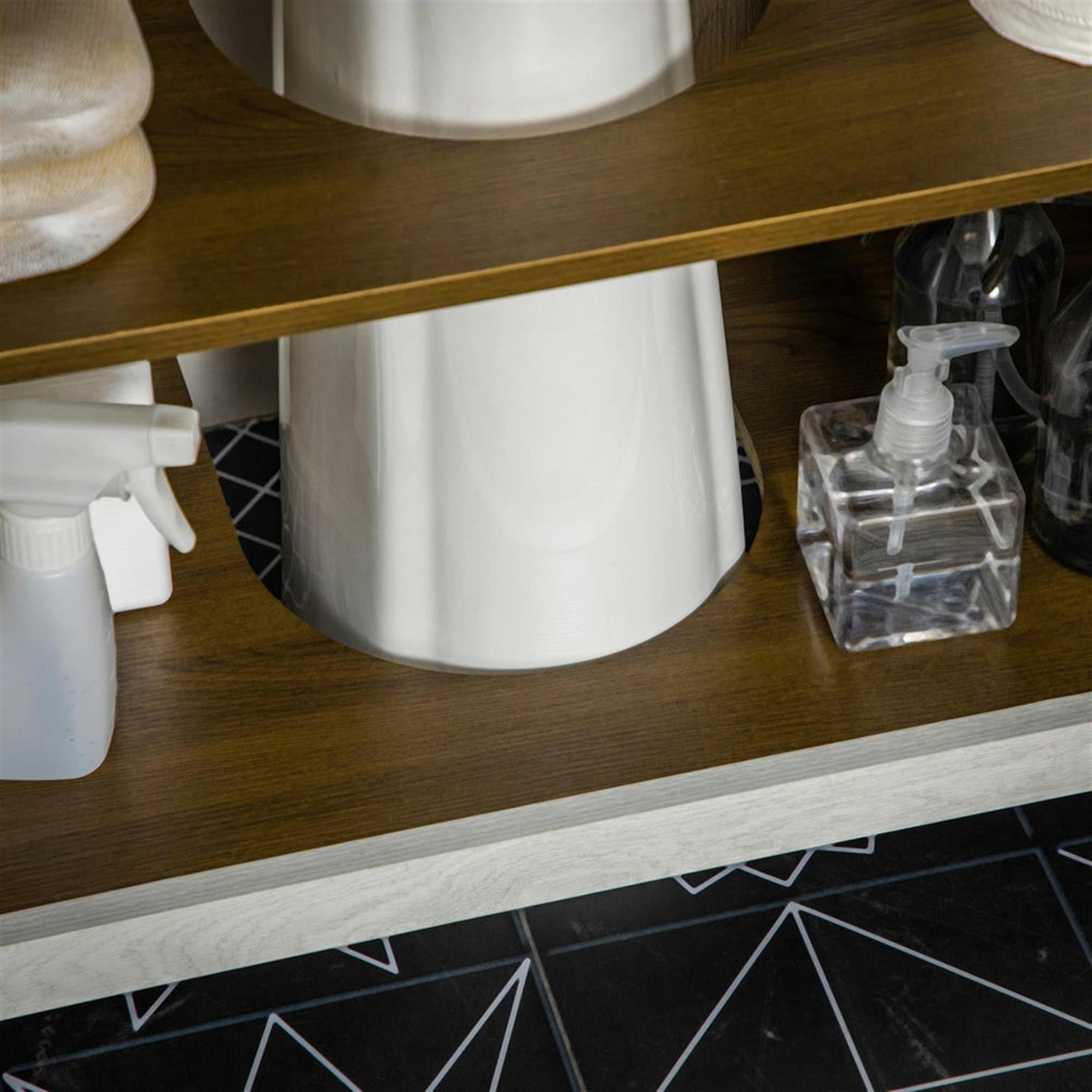 Demi Bonn 23" Freestanding Bathroom Vanity with U-Shape Cut-Out and Adjustable Shelf, Pedestal Sink 2-Door Cabinet, Under Sink Cabinet, White