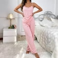 thumbnail image 2 of WHEANG Pajamas for Women Set Heart Polka Dot Lace Trim Cami Top & Long Pants Pajama Set 2 PC Soft Lace Sleepwear Loose Fit Womens Pajama Sets for Nightwear Daily Lounge Home Size L Pink, 2 of 3