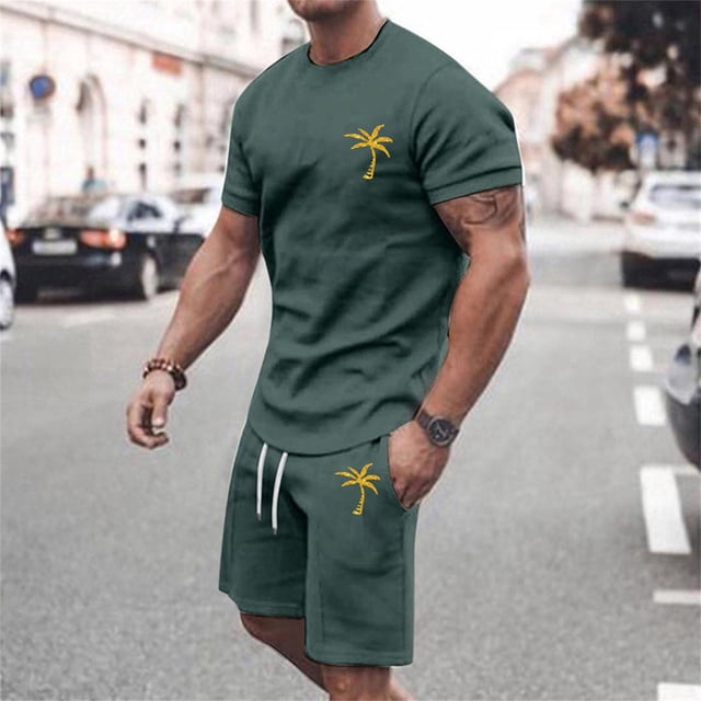 MKLEKYY Pijama Corto De Verano Para Hombre, Ropa Deportiva, Camiseta Transpirable De Manga Corta Y Pantalones Cortos Deportivos Con Bolsillos.
