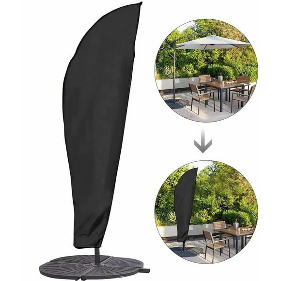 Housse de protection pour parasol avec tige et parasol déporté 2 à 4 m Grand parasol protection contre les intempéries, les UV, le vent Extérieur pour parasol déporté 280 x 30/81/46 cm