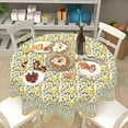 thumbnail image 5 of Yellow Floral Tablecloth Round 60 Inch Spring Summer Yellow Table Cloth Boho Vintage Flower Decorative Outdoor Table Cover for Dining Room Kitchen Holiday Party Picnic Home Decor, 5 of 6