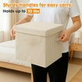 thumbnail image 4 of PinkSheep Collapsible Storage Bins with Lids, Stackable Fabric Cube Storage Organizer Basket Bin with Handles (10.5" x 10.5"), 2 Pack, Beige, 4 of 8