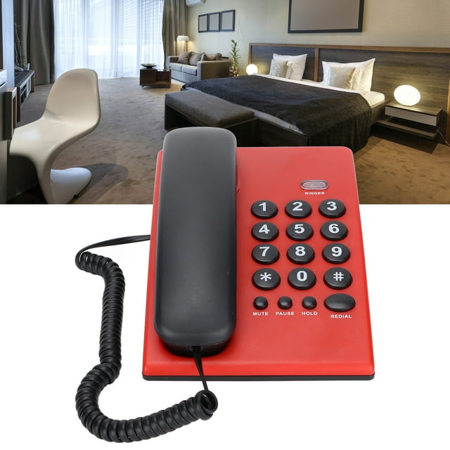 Wired Telephone, Desktop Landline Battery Free Last Number for Office for Home Red,,Blue,Orange,Rose Red