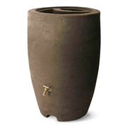 Algreen Plastic Rain Barrel, 50 Gal Rainwater Collection Tank w/Spigot, Athena, Brownstone