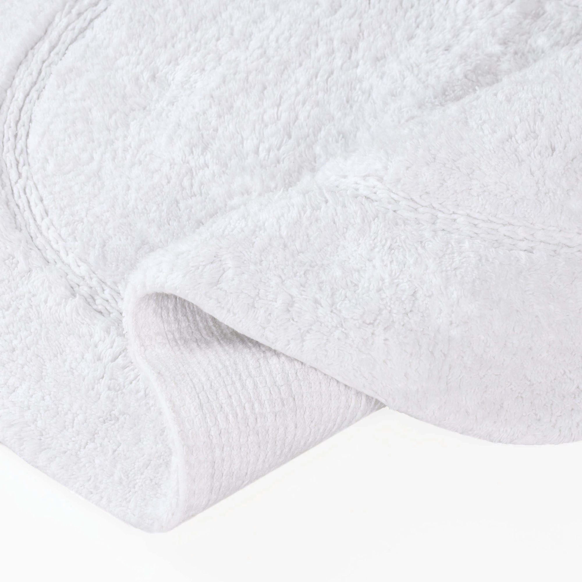 Superior Oval Bordered Cotton Washable Non-Slip Bath Rug, Runner Size, White