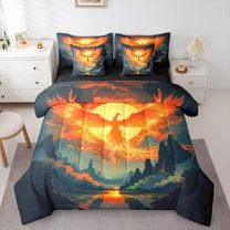 Castle Fairy Animal Phoenix Bedding Comforter Set,Chinese Mythology Full Bedding Set