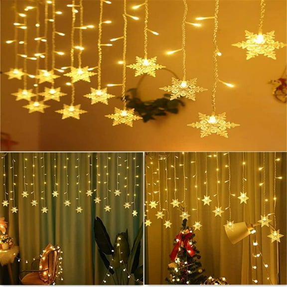EROCK 96 LED Window Snowflakes String Curtain Fairy Lights 8 Modes Waterproof Plug in