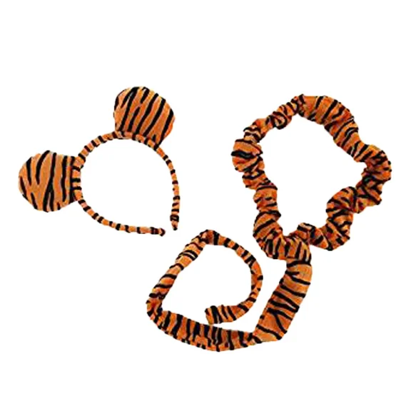 KNACK- Plush Striped Tiger Ears Headband And Tail Set