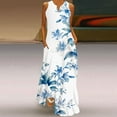 thumbnail image 2 of pimelu Dresses for Women Wedding Guest Dresses for Women Loose Pocket Beach Tank Long Sundresses Summer Elegant Floral Print Sleeveless V-Neck Women Maxi Sun Dress, 2 of 5