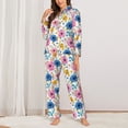 thumbnail image 2 of Honeii Rose Flowers print Women's Pajama Sets Long Sleeve Button Down Sleepwear Nightwear Soft Pjs Lounge Sets-Large, 2 of 7