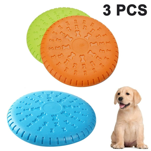 Paquete de 3 discos voladores para perros, disco volador para perros, juguetes duraderos para perros, platillo volador flotante de goma natural para piscina de agua y playa Adepaton 2035150