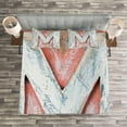 thumbnail image 3 of Ambesonne Letter M Quilted Bedspread Set 3 Pcs, Old Wood Patterned M, King Size, Coral White Cream, 3 of 3