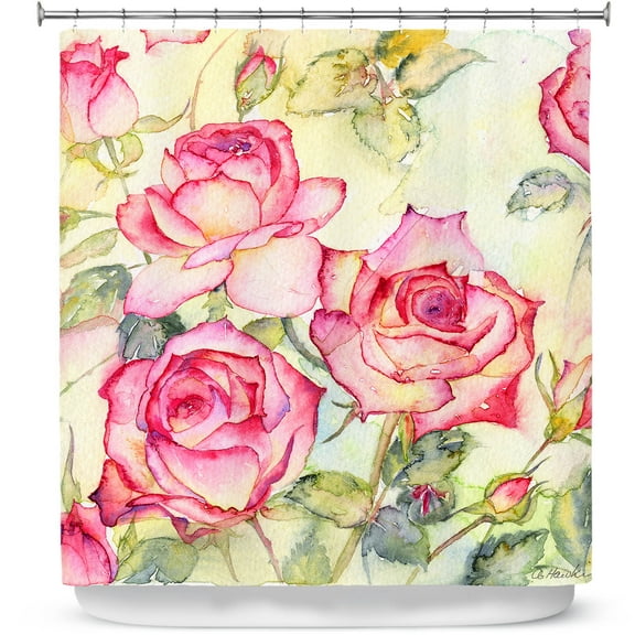 Shower Curtains 70" x 73" from DiaNoche Designs by Amanda Hawkins - Pink Roses