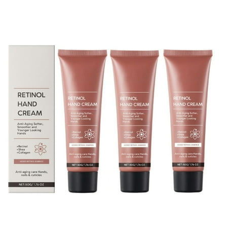 3PCS Hand Cream Anti-Aging,Retinol Anti-Aging Hand Cream with Shea Butter & Collagen,Hydrating & Moisturizing for Dry Hands,Cuticles & Nails,Repairs & Protects Skin,Day & Night Use for Women & Men