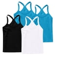 thumbnail image 3 of Eltusu Girls Cotton Tank Tops, 4 Pieces Dance Sleeveless Y-Back Summer Vest Shirts White Size 8-9 T, 3 of 5