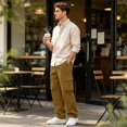 thumbnail image 2 of LTTVQM Mens Cargo Pants Ripstop Drawstring Waist Stretch Fishing Hiking Pants Outdoor Workout Breathable Casual Work Trousers with Multi Pockets, 2 of 6