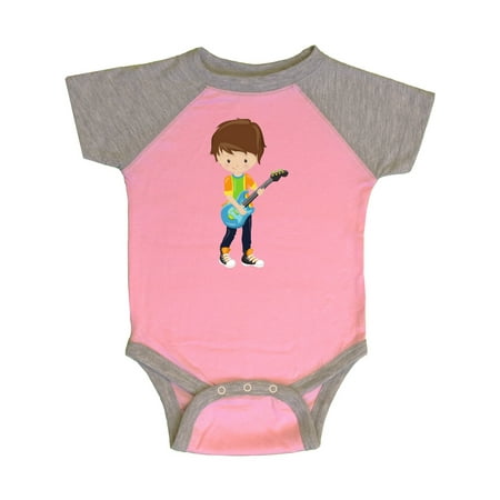 

Inktastic Rock Boy Brown Hair Boy Playing Guitar In Band Gift Baby Boy Bodysuit