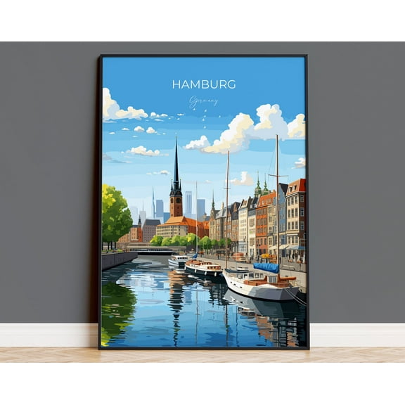 Hamburg Travel Print Wall Art, Travel Poster of Hamburg, Hamburg Gift Art, Germany Wall Decor Art, Travel Gift, 8x12 UNFRAMED