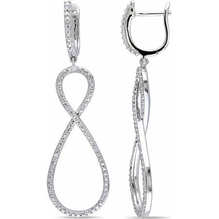 Miabella Diamond Accent Sterling Silver Infinity Drop Earrings