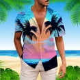 thumbnail image 2 of Rovga Mens Shirts Coconut Tree Prints Summer Hawaii Short Sleeve Shirts Tops Sky Blue Shirt,Size:M, 2 of 5