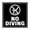 Black, variant on Square No Diving Sign (White) - Small