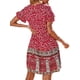 thumbnail image 5 of SAYOO Vestido de manga corta para mujer, estampado floral vintage, cuello redondo, botón trasero, vestido de playa de vacaciones de verano SAYOO  Moda, 5 of 9