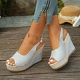 thumbnail image 5 of KEGIRLOM Women's Fashionable Casual Spring And Summer Versatile Plus Size Beach Wedge Sandals Solid Color Peep Toe Open Toe One-Strap Buckle Sandals Silver 7, 5 of 9