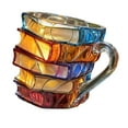 thumbnail image 1 of Taza de café con forma de libros apilados pintados, 260 ml, 9 x 9 x 12 cm, novedosa, multiusos, para amantes de la literatura, adorno de escritorio de, 1 of 8