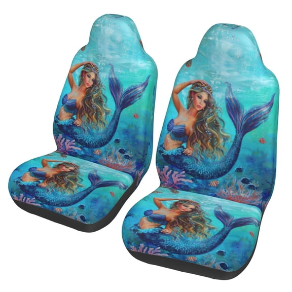 KAKALAD Ocean Mermaid Sea 01 Universal Car Accessories Seat Covers Set Front Vehicle Seats Protector 2 Pcs