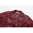thumbnail image 7 of NARABB Women's LeatherJacket Leather Long Sleeved Metal Lapel Jacket Wine M, 7 of 7