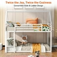 thumbnail image 4 of CITYLE Bunk Bed Twin over Twin, Metal House Bunk Bed for Adults with Convertible Ladder, Low Bunk Bed for Adults Adults, Adults, Floor Bunk Bed, Easy Assembly, White, 4 of 8