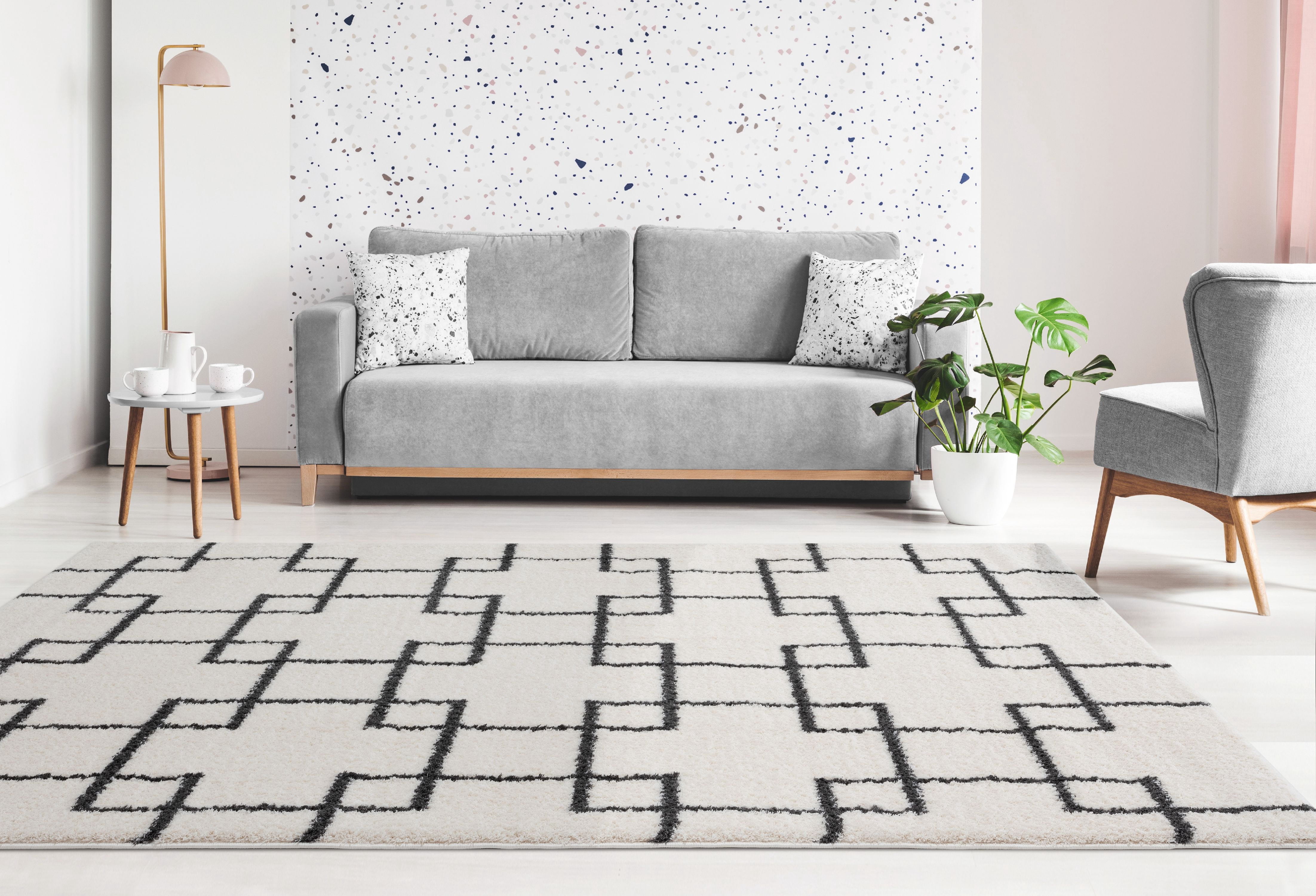 United Weavers Celestial Dadrail Contemporary Geometric Area Rug, White, 5'3" x 7'2"