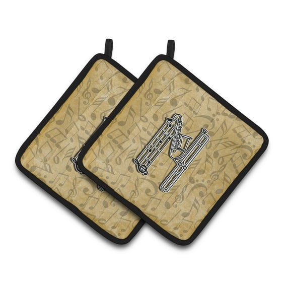 Carolines Treasures CJ2004-NPTHD Letter N Musical Instrument Alphabet Pair of Pot Holders, 7.5 x 3 x 7.5 in.
