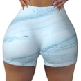 thumbnail image 2 of Balery Light Blue Marble Pantalones cortos de entrenamiento estampados para mujer, sin costuras, ajustados, para gimnasio, yoga, correr, deportes, ejercicio activo, fitness.-Small, 2 of 8