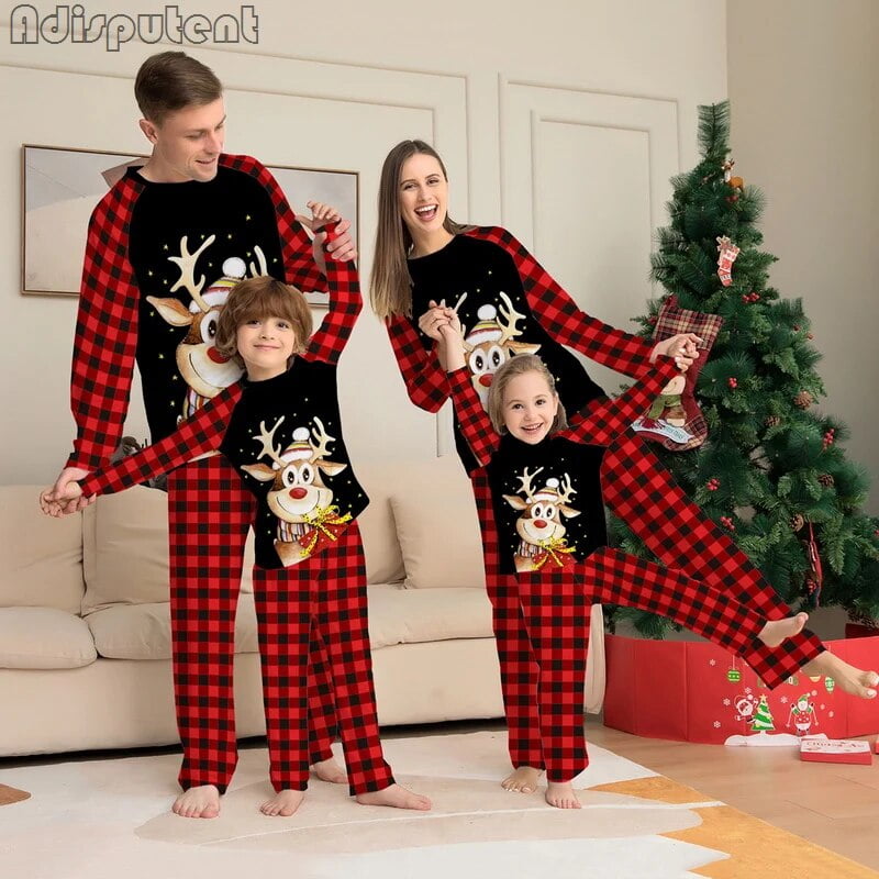 Conjunto de pijamas de Navidad a juego para la familia ropa de Ano Nuevo para adultos y ninos trajes a juego para bebes ropa de dormir navidena
