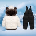 thumbnail image 2 of enyan Toddler Baby Coat Bear Hooded Winter Jacket Fleece Snowsuit Windproof Outerwear for Infant Boy Girl Beige，3-4 Years, 2 of 7