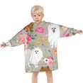 thumbnail image 3 of Pomeranian Dog and Flower Floral Blanket Hoodies for Kids 6-13YR Oversize Wearable Blanket Hoodies for Boys Girls Teens, 3 of 7