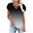 thumbnail image 2 of DailyTrove Women's V-Neck Short Sleeve Regular Fit Gradient Flutter Sleeve Top - Date Wear,Multicolor,S, 2 of 6